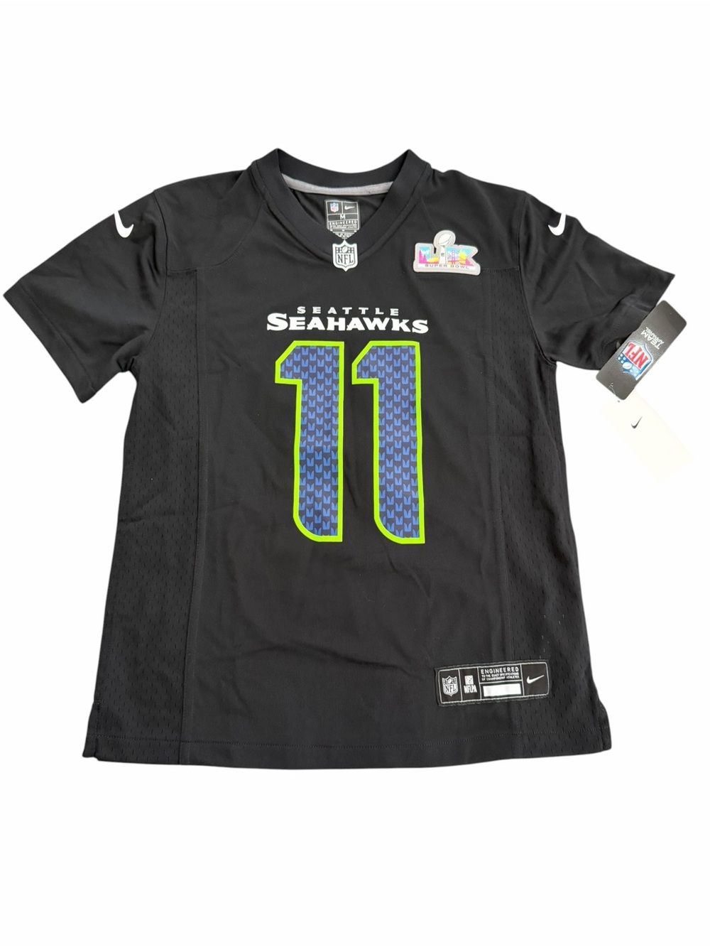 Youth Nike Seattle Seahawks Smith-Njigba #11 Super Bowl NFL Jersey Black M 10/12